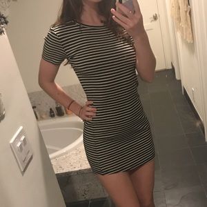 Brandy Melville Black & White Striped Mini Dress